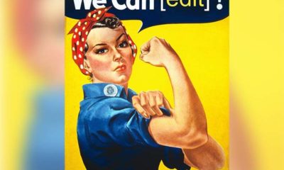 Parodie de la célèbre affiche “We Can Do It!”. Image dérivée par by Tom Morris via Wikimedia Commons. Domaine public